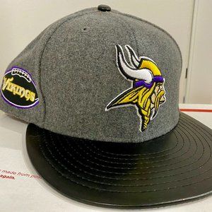 New Rare Minnesota Vikings New Era "Leather Melt 59Fifty Fitted Throwback Hat